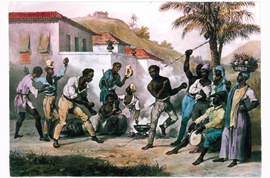 Jogar Capoeira – Danse de la guerre; 1835 von Johann Moritz Rugendas